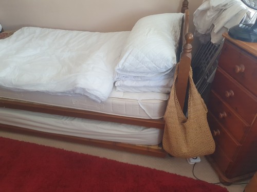 Wooden single bed frame with - frame,