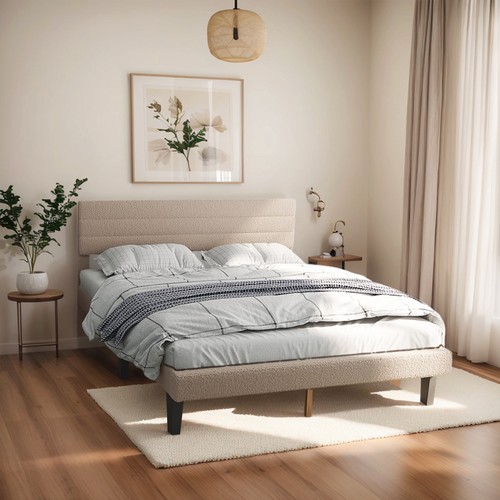 5ft linen upholstered king bed - linen,