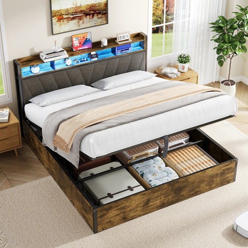Wooden ottoman bed frame with - wooden,