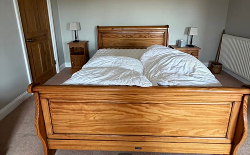 King wooden sleigh bed frame - wooden,