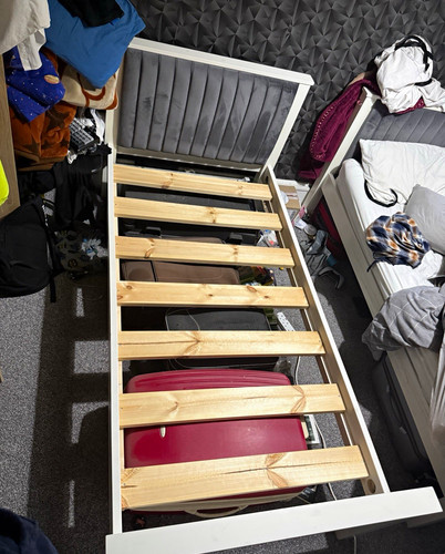 White wooden single - single, bed