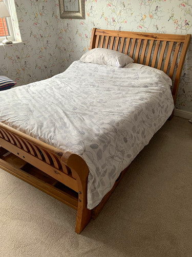 Double wooden sleigh bed frame - sleigh,