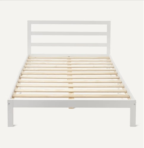 New white double bed wooden - white,