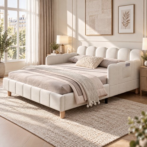 Double upholstered bed - bed, frame