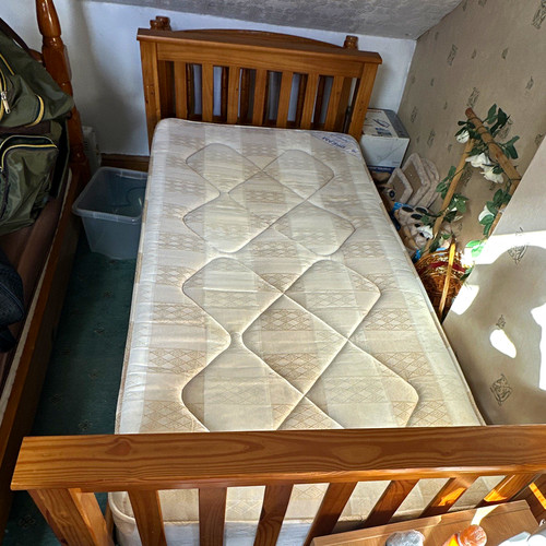 Wooden single bed frame brown - bed,