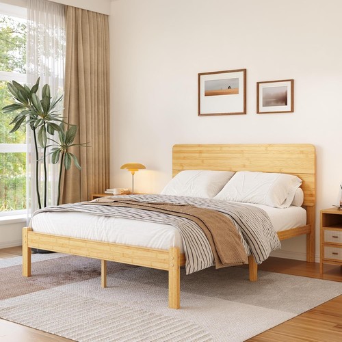 Hunlostten wooden king bed - wooden,