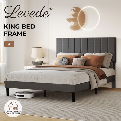 Levede king bed frame linen - levede,