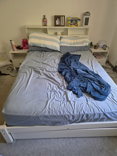 White wooden double bed - double, frame
