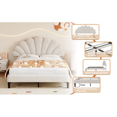 4ft6 double velvet bed frame - velvet,