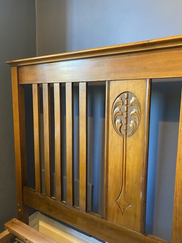 Double wooden metal bed - wooden,