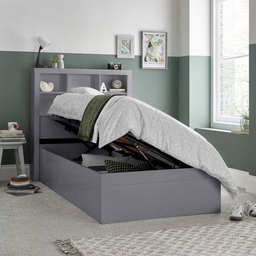 Oscar grey wooden ottoman - wooden,