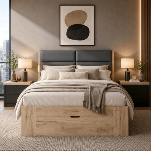 4ft6 double wooden bed - 4ft6,