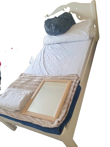 Children white wooden bed - white,