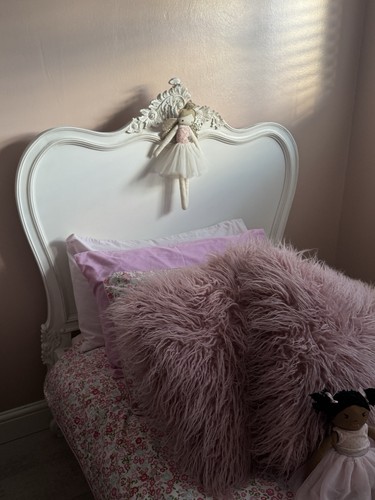 White ornate single wooden - ornate,